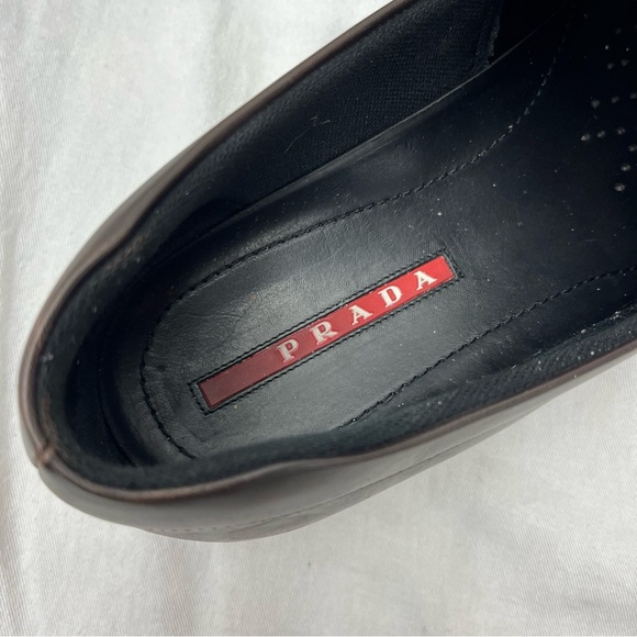 Authentic PRADA Driving Penny Loafers US Size 11 Brown Leather Rubber Soles - Picture 14 of 14